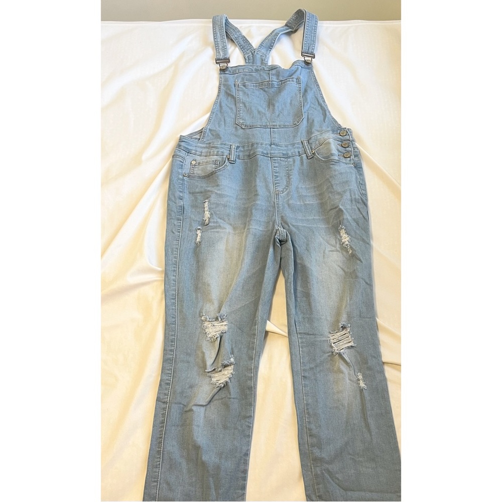 Ripped Denim Overalls